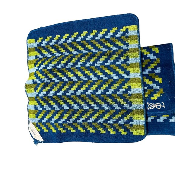 VTG YSL Yves Saint Laurent Blue Retro MCM Terrycloth Fieldcrest 3 Pc Towel Set - Picture 5 of 6